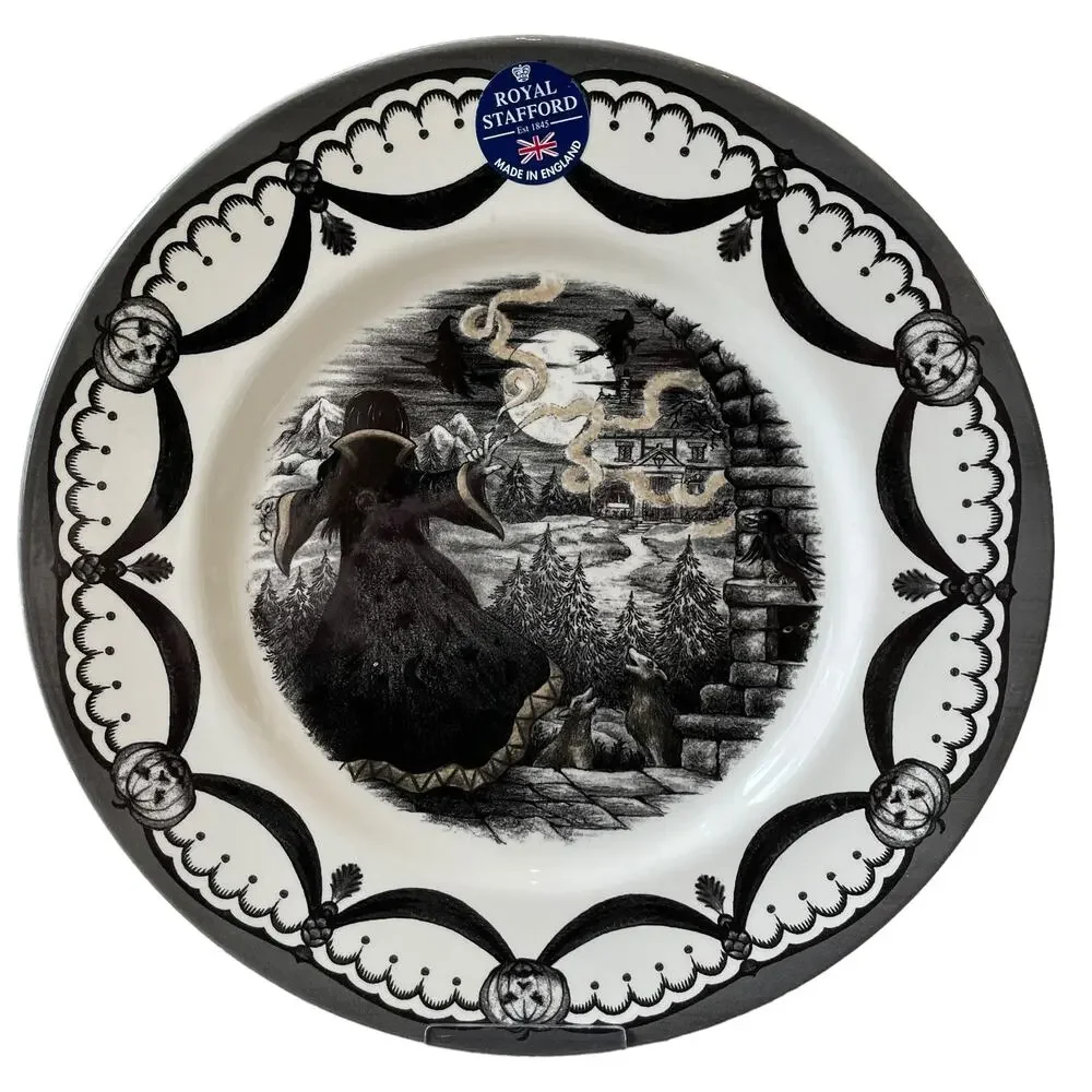 Royal Stafford Halloween Wicked Witch Salad Plates 8.5in Porcelain Set of 4 New